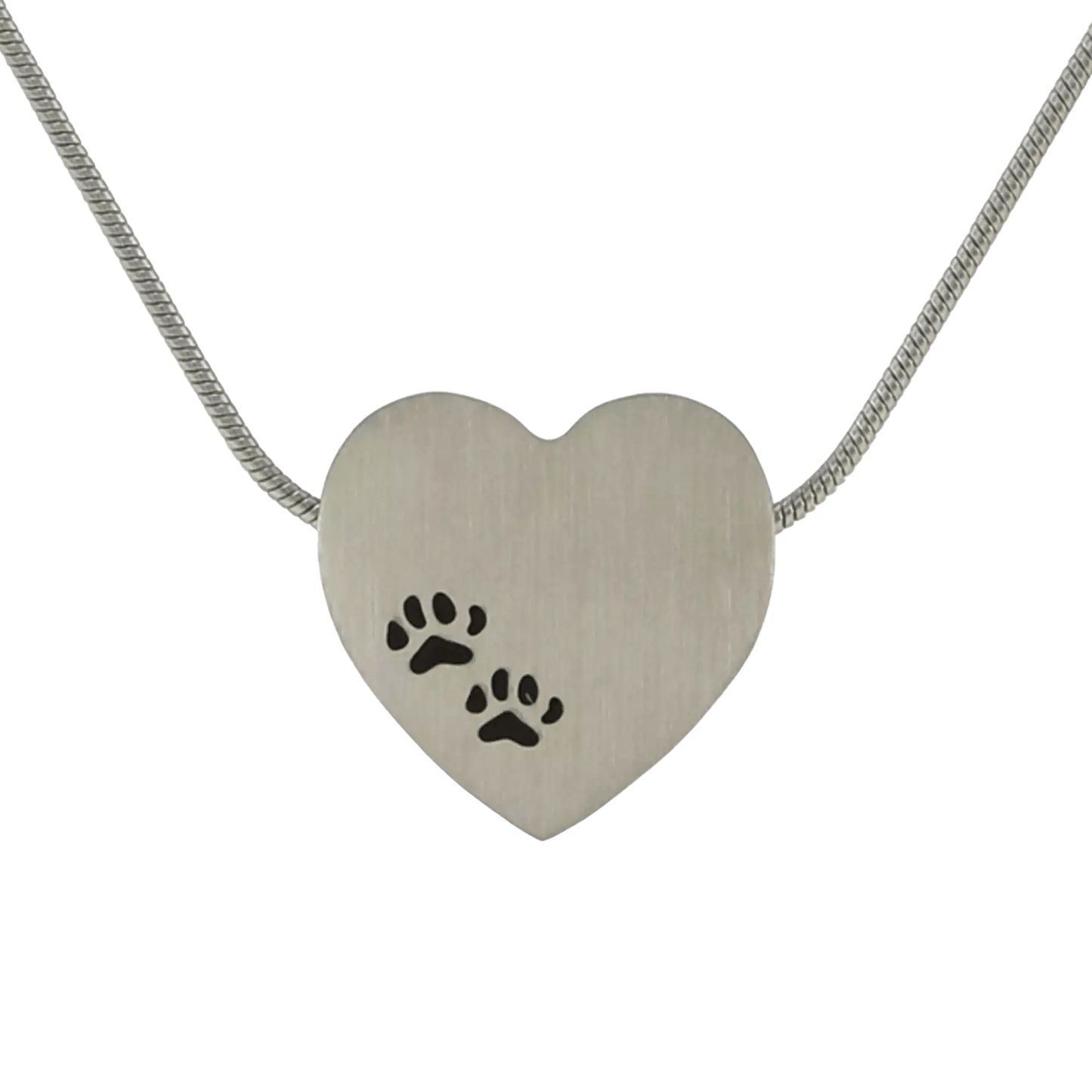 Pewter Heart Paw Prints Pendant