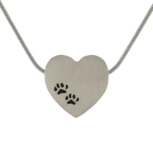 Pewter Heart Paw Prints Pendant