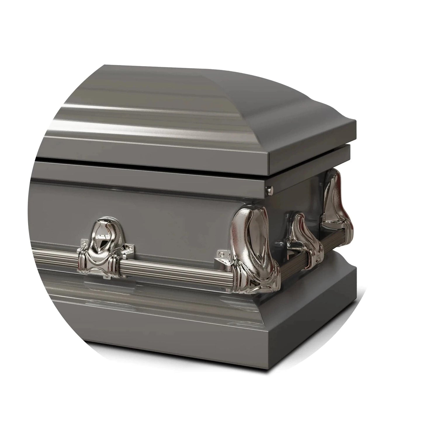 Orion Series | Silver Steel Casket with White Interior