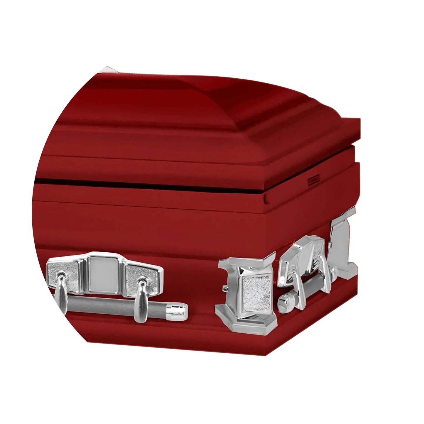 Everest Extra Long 7'2"  | Red Steel Oversize Casket with White Interior | 28", 33"