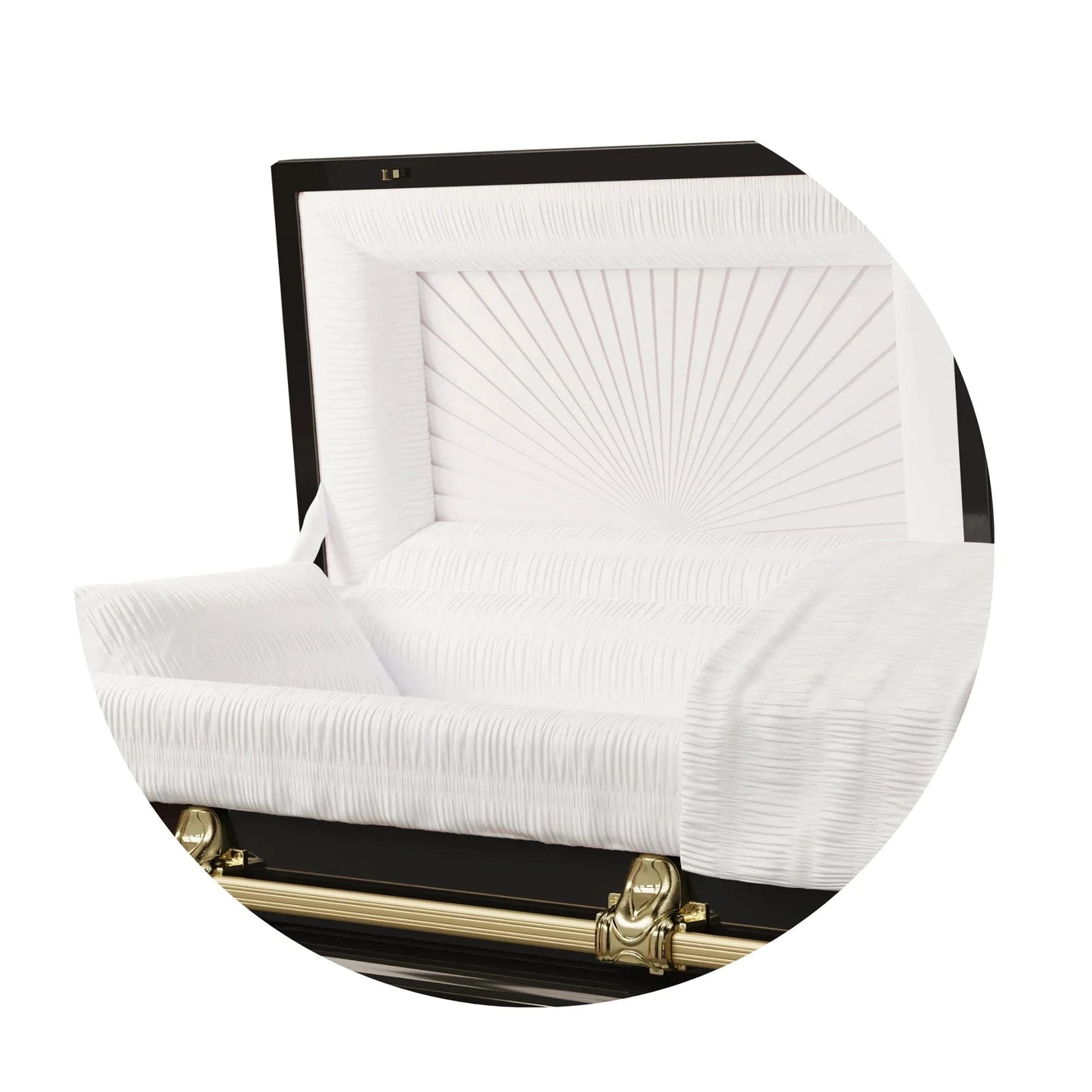 Orion Series | Black & Gold Steel Casket with White Interior