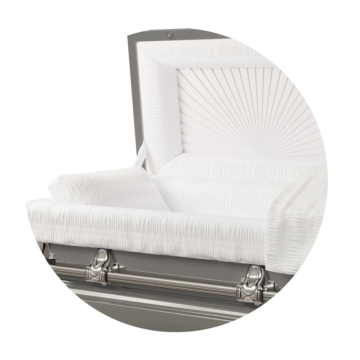 Orion Series | Silver Steel Casket with White Interior