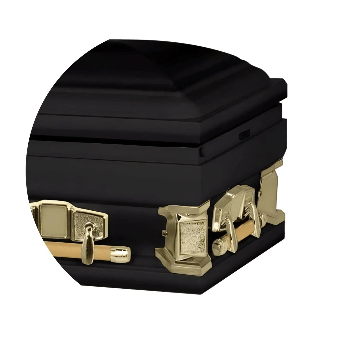Everest Extra Long | Black and Gold Steel Extra Long and Wide Casket | 28", 33"