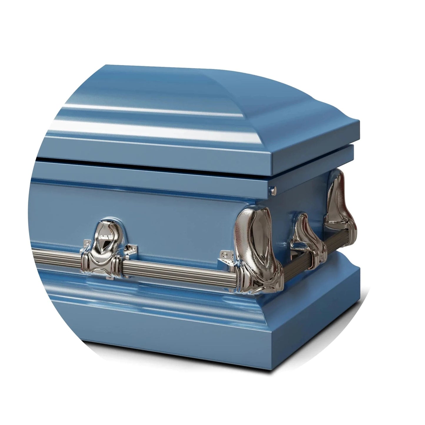 Orion Series | Light Blue Steel Casket with Light Blue Interior
