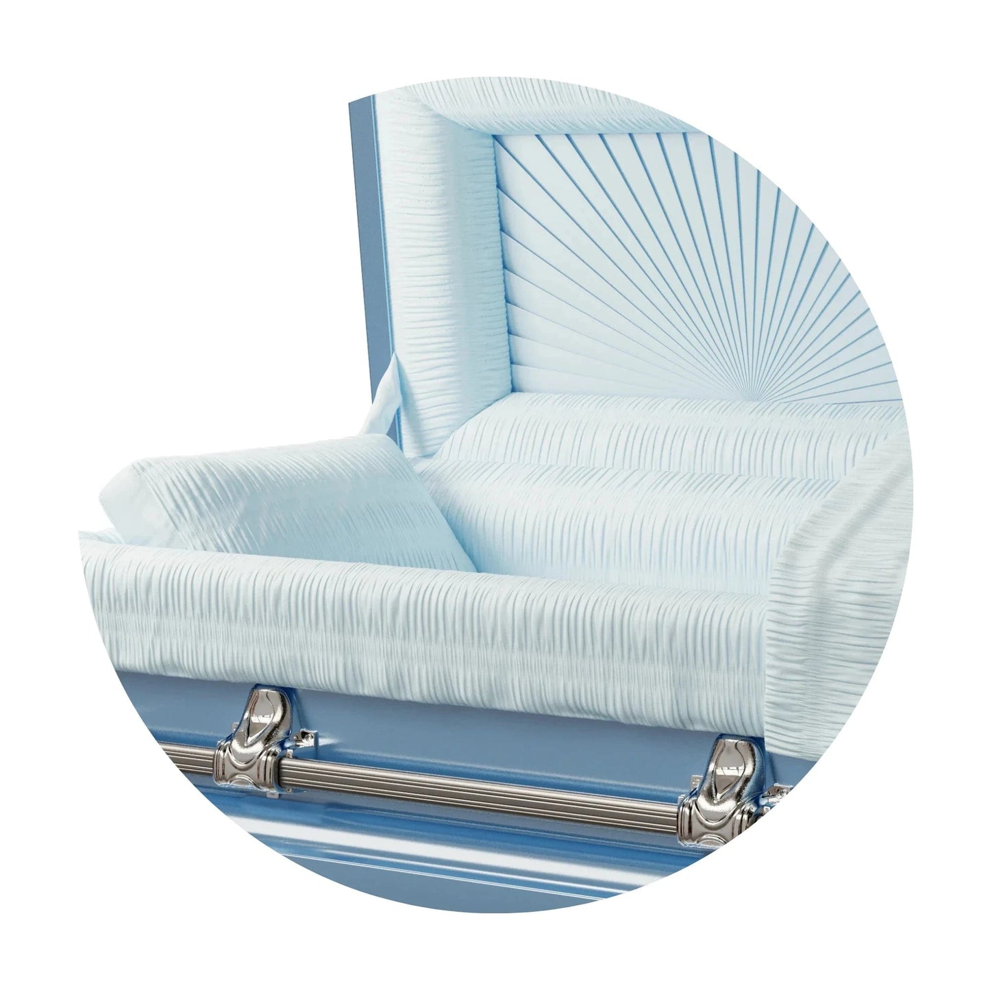 Orion Series | Light Blue Steel Casket with Light Blue Interior