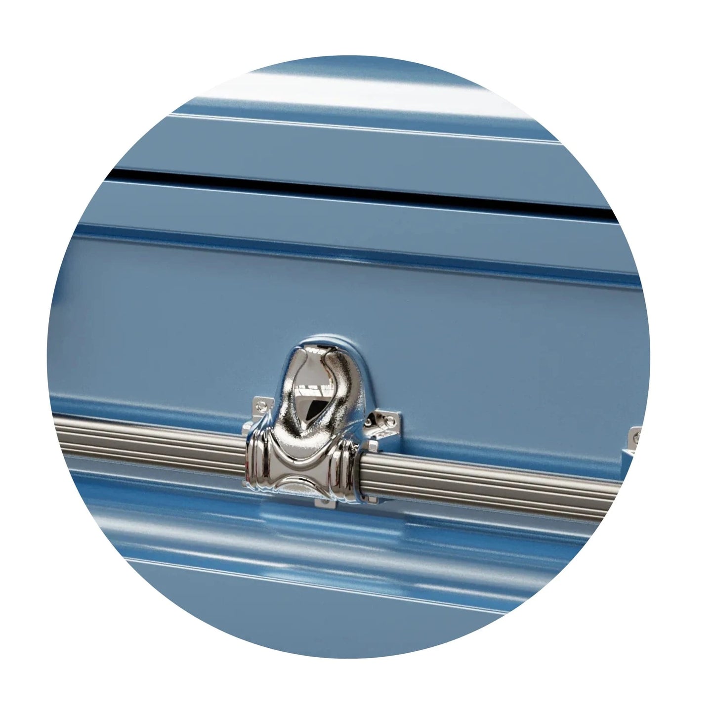 Orion Series | Light Blue Steel Casket with Light Blue Interior
