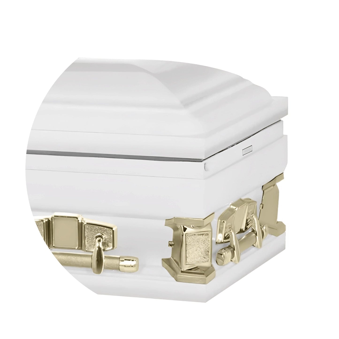 Jupiter XL | White and Gold Steel Oversize Casket with White Interior | 28″, 29″, 33″, 36″