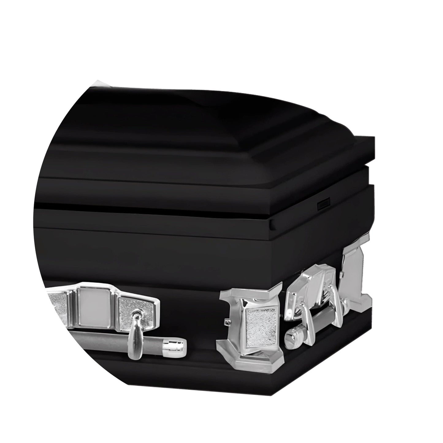 Jupiter XL | Black Steel Oversize Casket with White Interior | 28", 29", 33", 36"