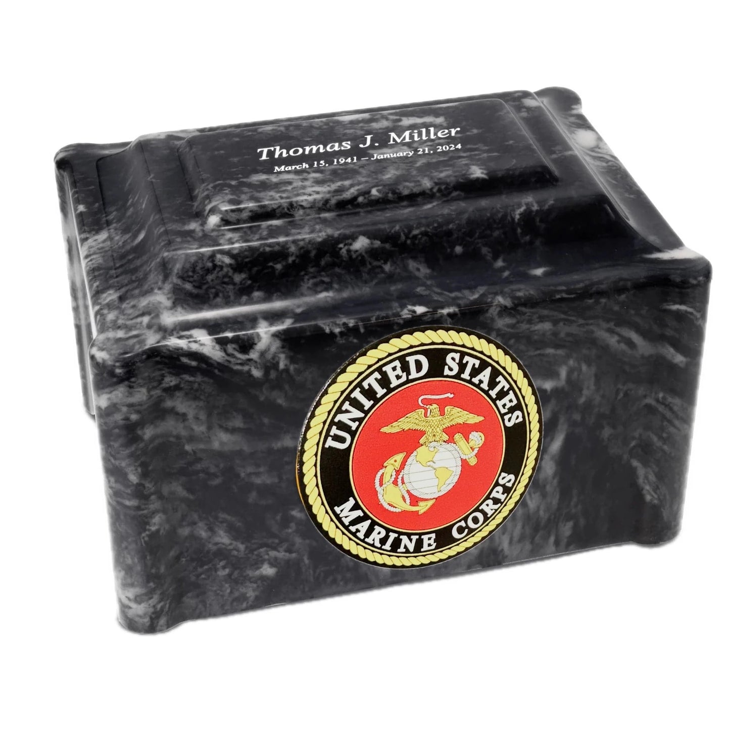 Military Marble Cremation Urn | Marines Black