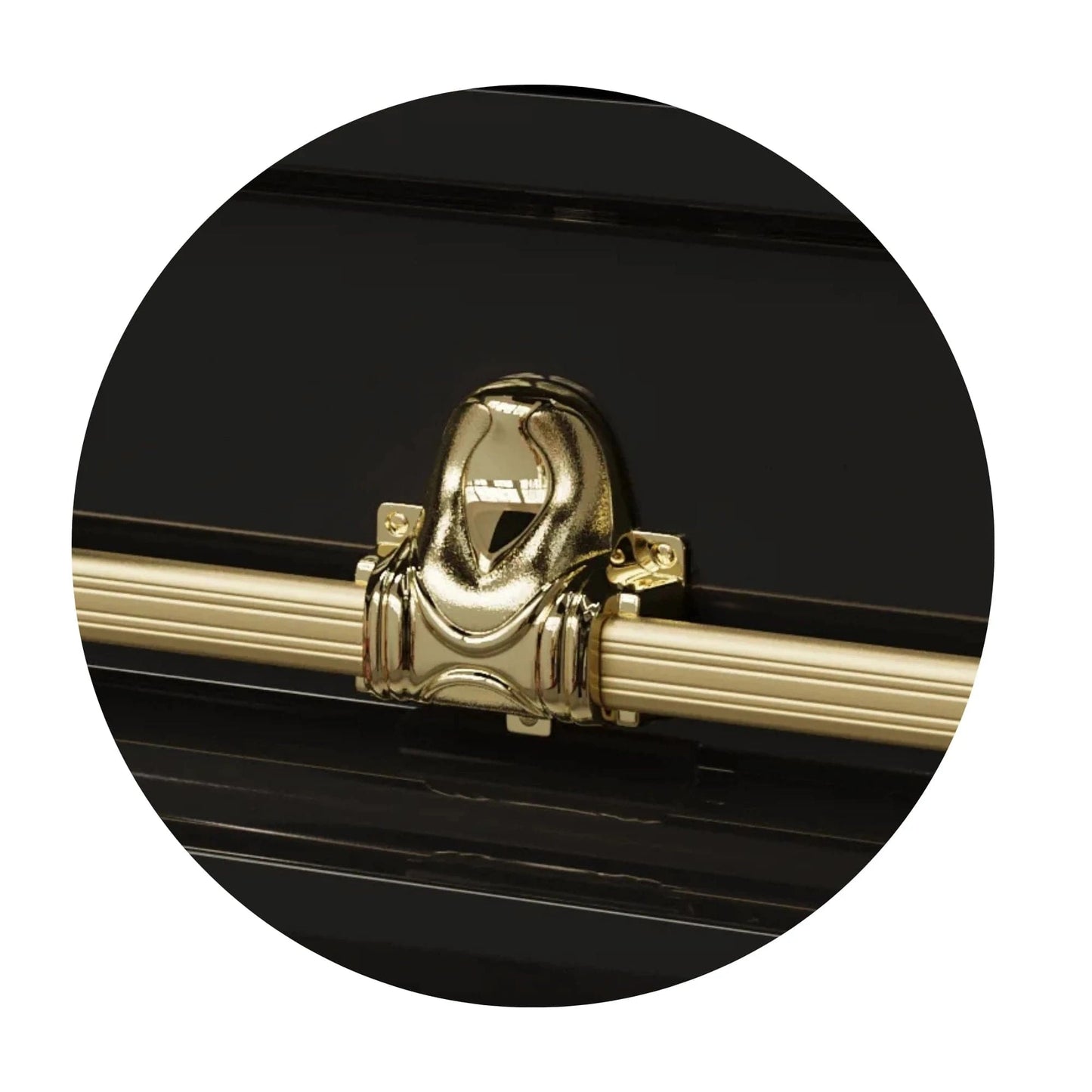 Orion Series | Black & Gold Steel Casket with White Interior