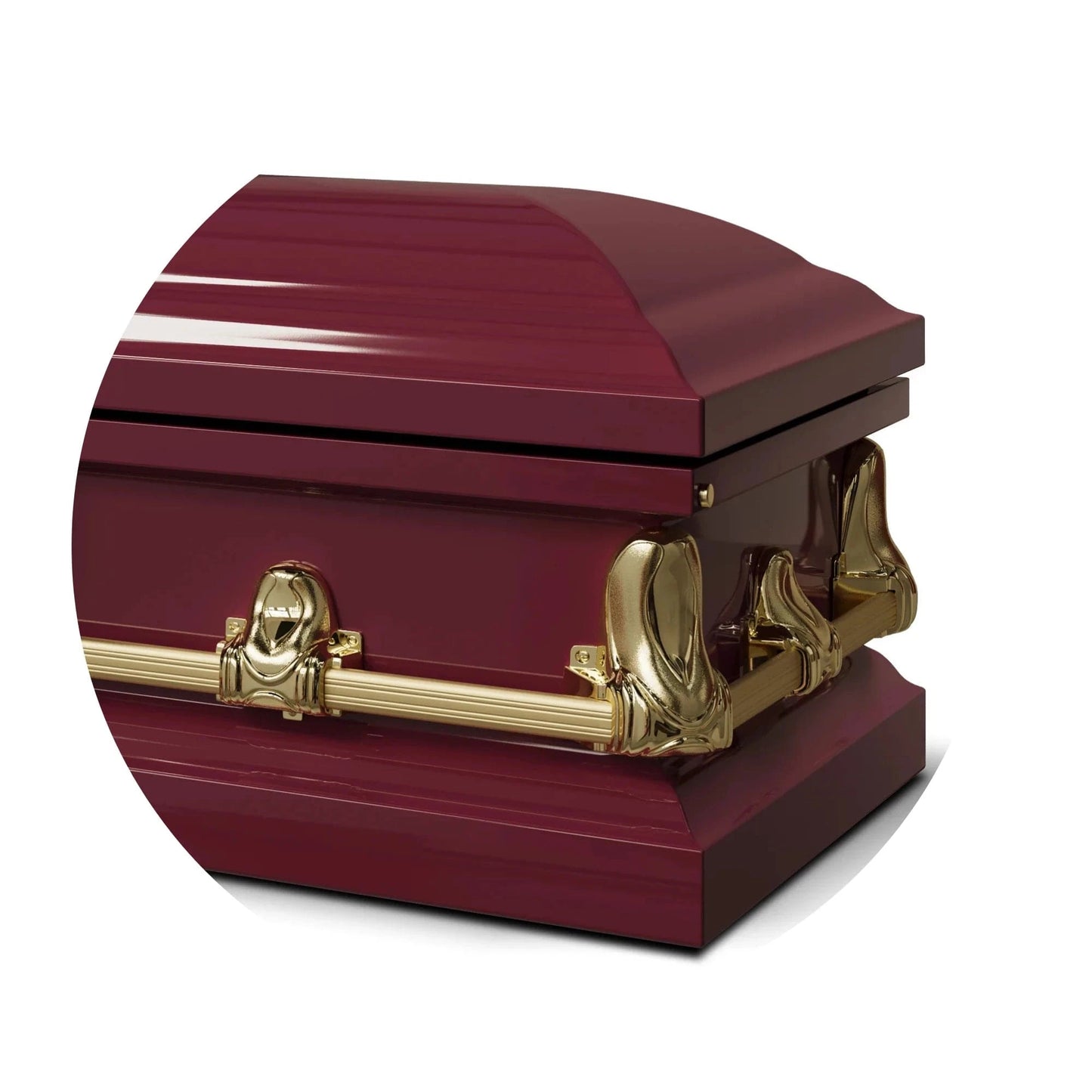 Orion Series | Red & Gold Steel Casket with White Interior