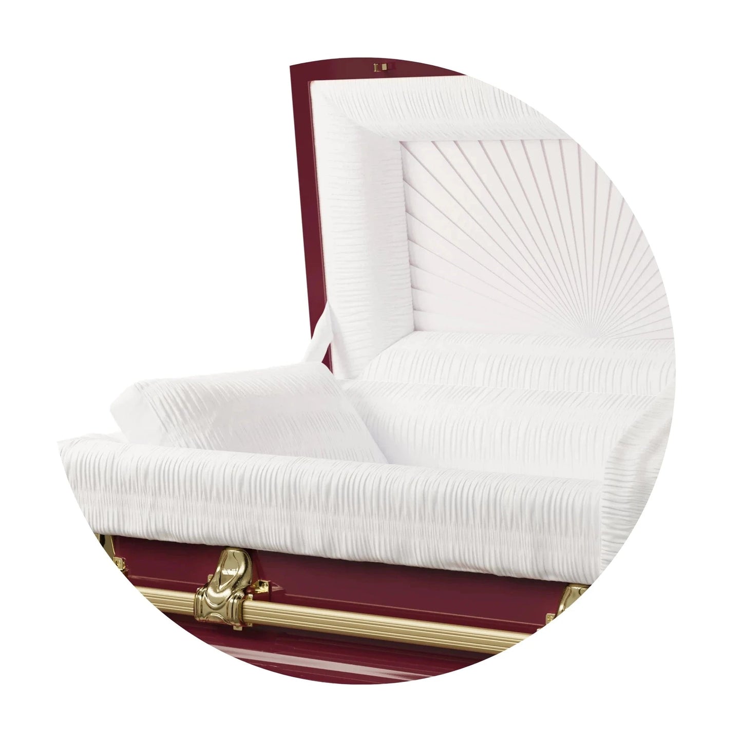 Orion Series | Red & Gold Steel Casket with White Interior