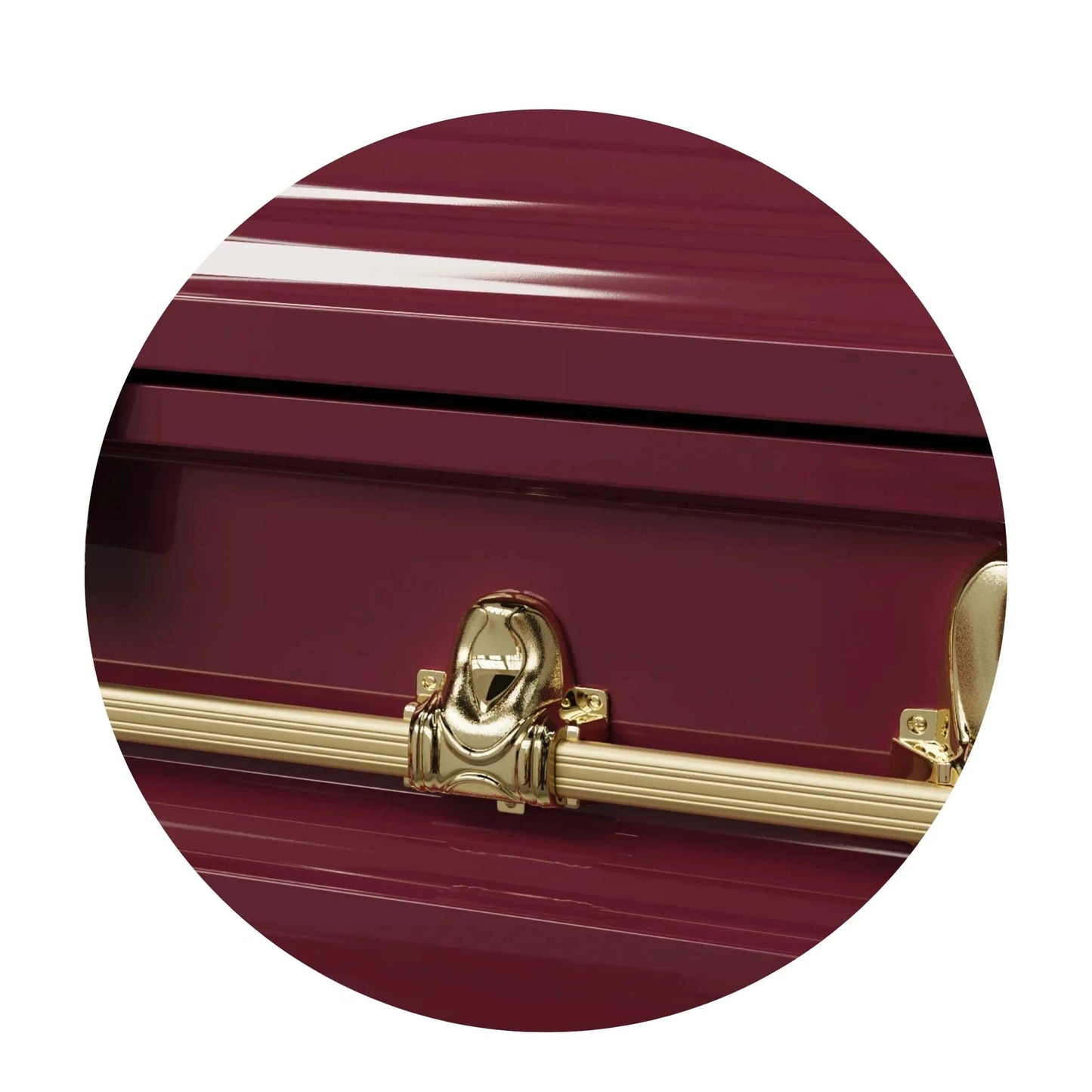 Orion Series | Red & Gold Steel Casket with White Interior