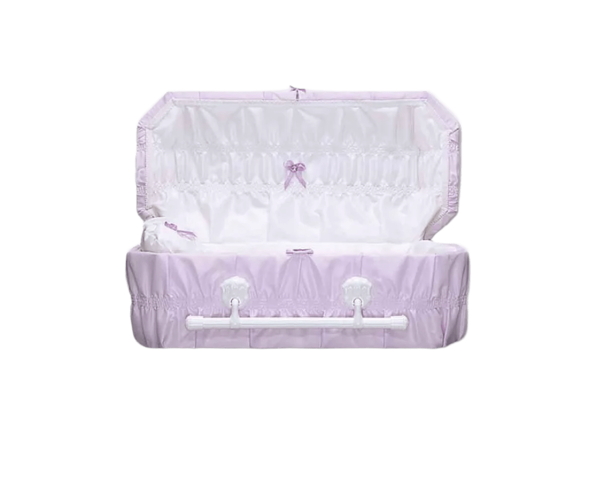 Starlight Cloth-Covered Wood Pet Casket | Lilac Crepe