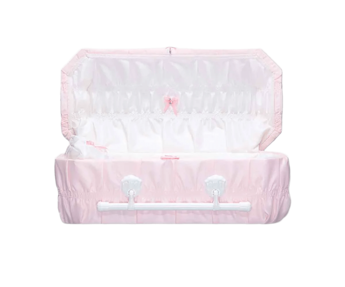Octagon Cloth-Covered Wood Pet Casket | Pink Crepe