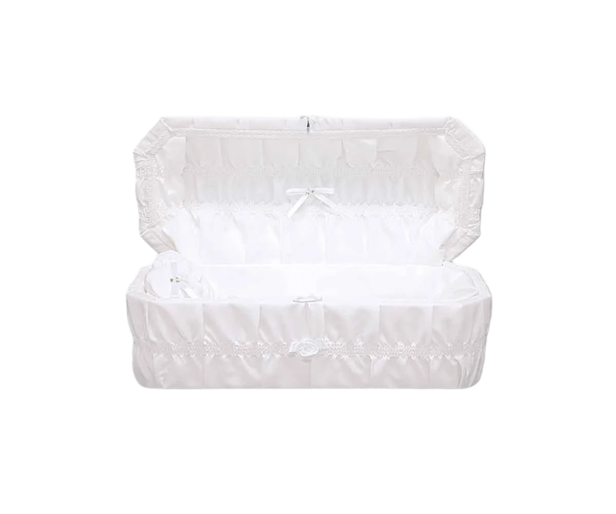 Starlight Cloth-Covered Wood Pet Casket | White Crepe