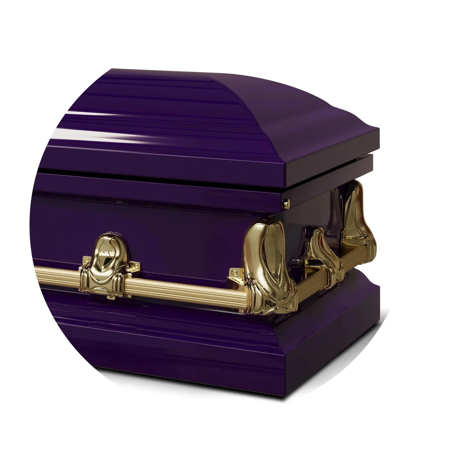 Orion Series | Purple & Gold Steel Casket with White Interior