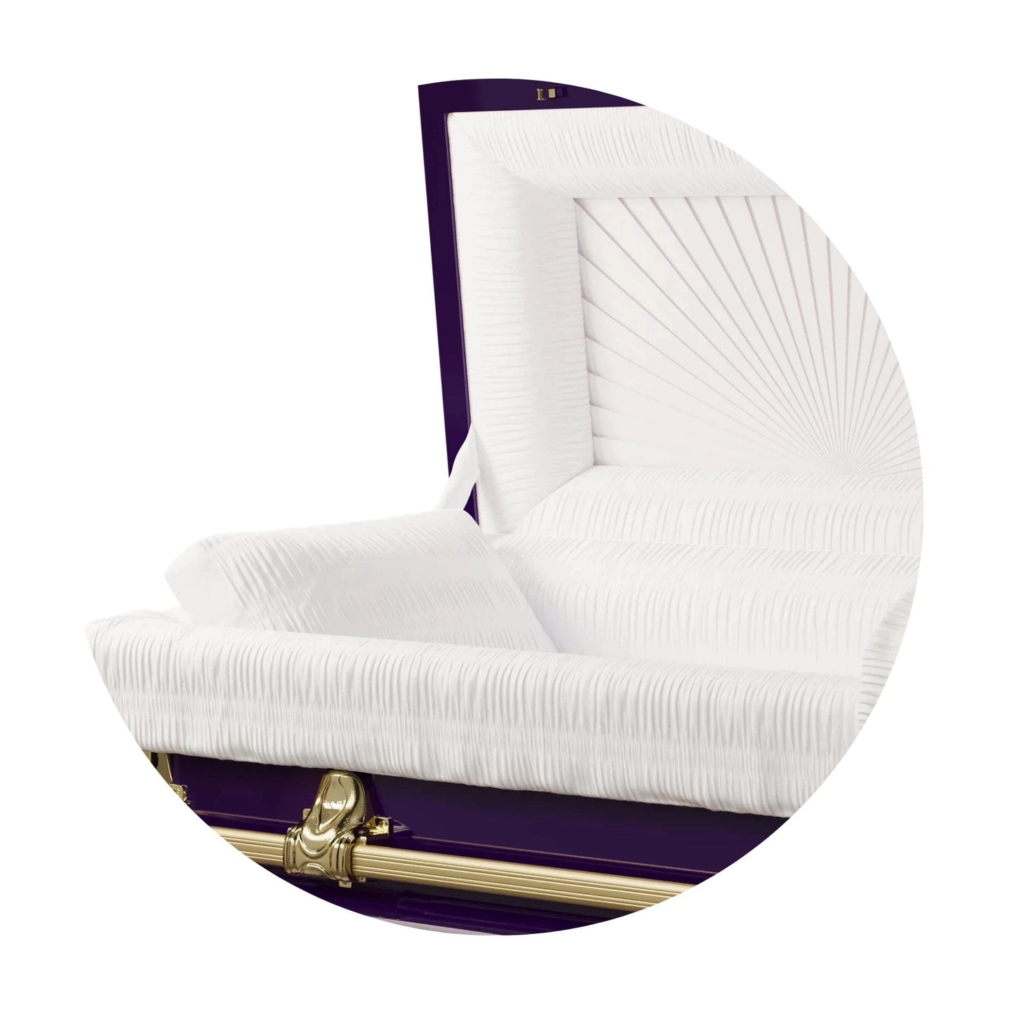 Orion Series | Purple & Gold Steel Casket with White Interior