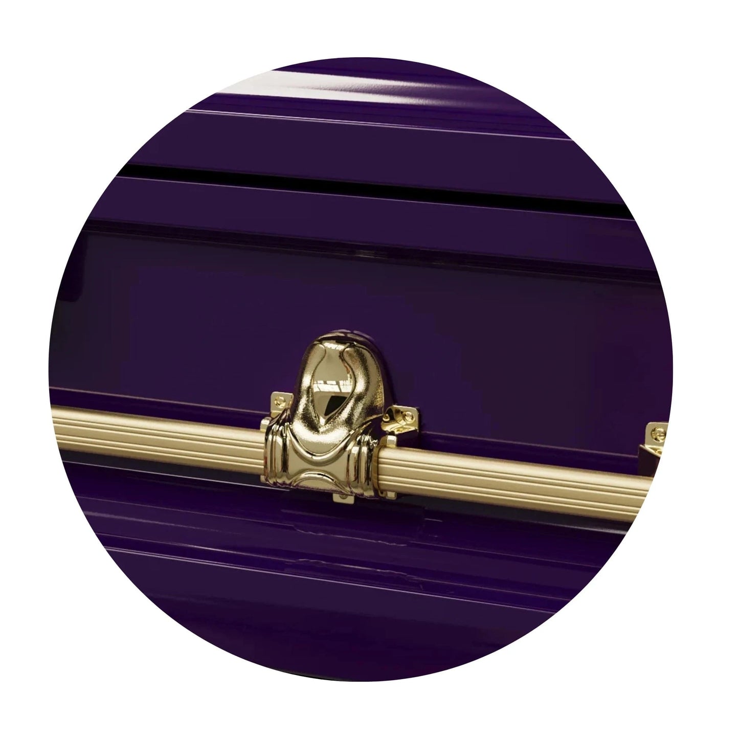 Orion Series | Purple & Gold Steel Casket with White Interior