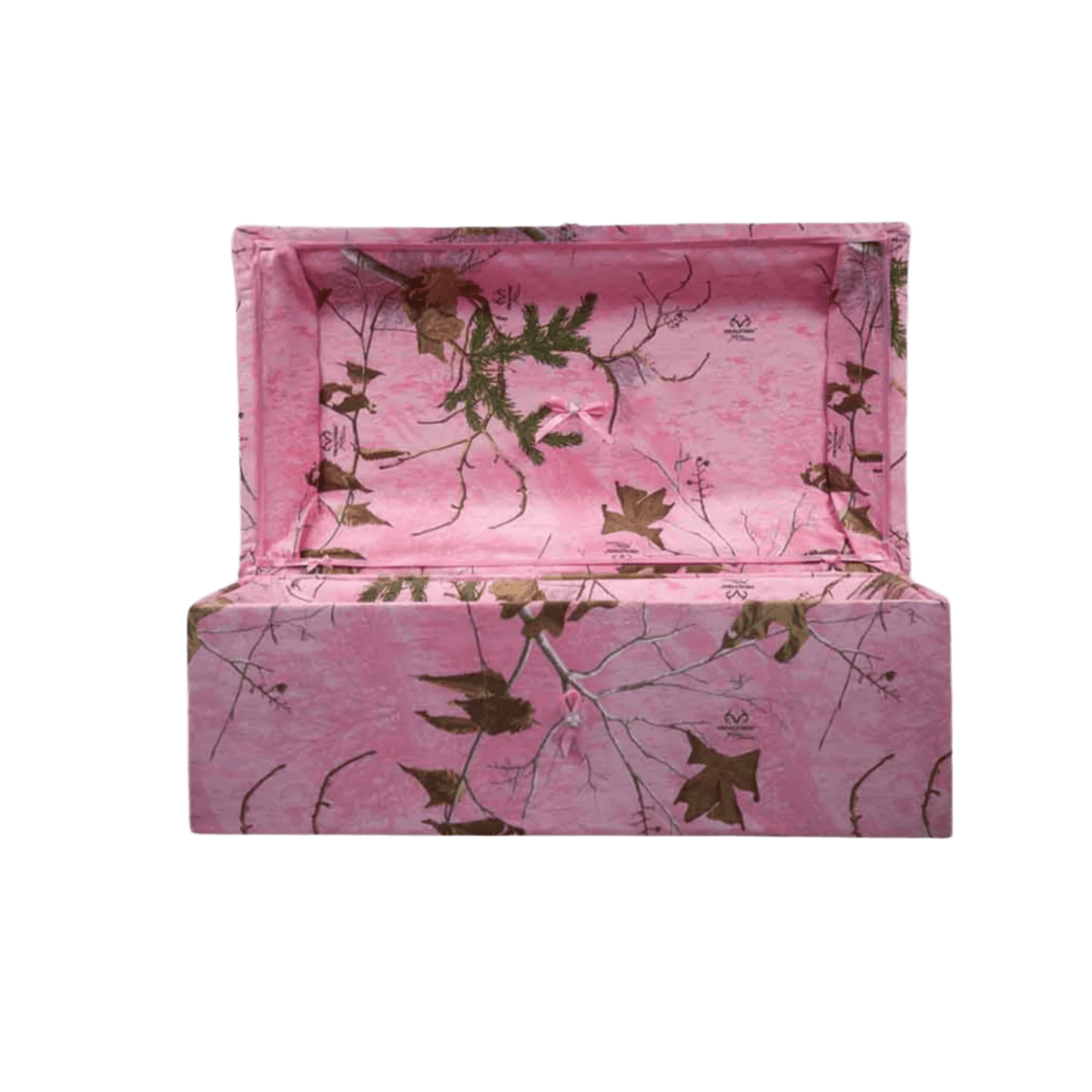 Cloth Covered Pet Casket | Pink Camo