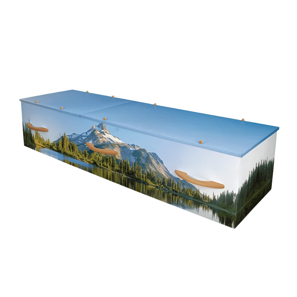 Majestic Mountain and Lake View Cremation Container