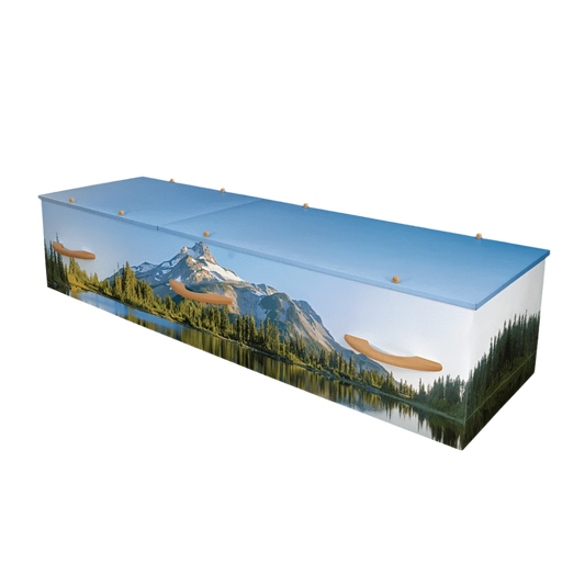 Majestic Mountain and Lake View Cremation Container