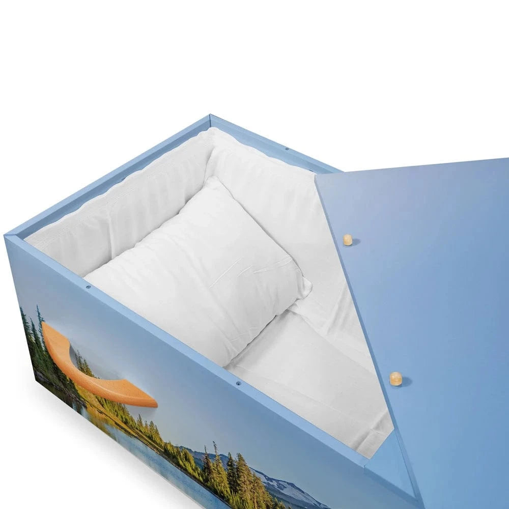 Majestic Mountain and Lake View Cremation Container