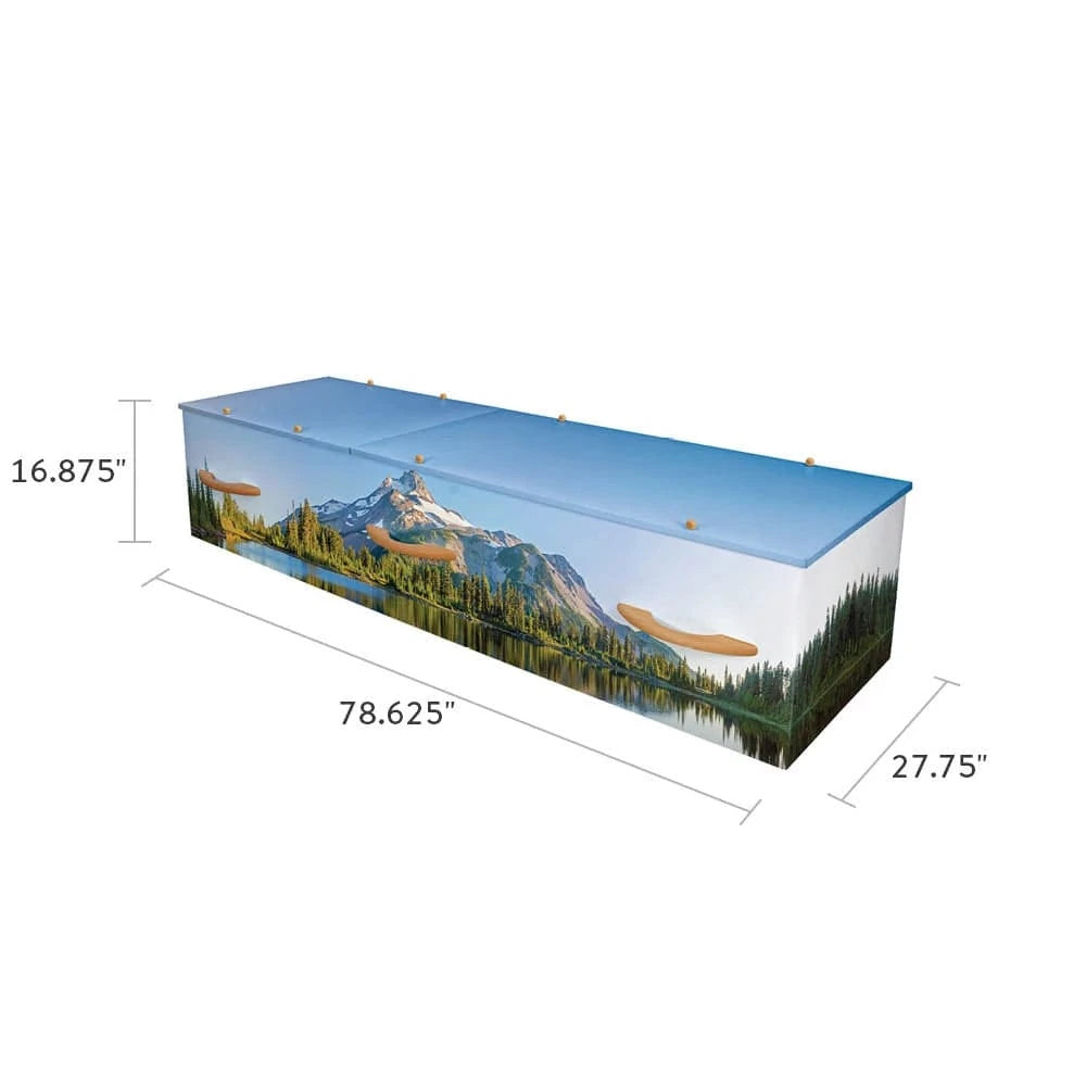 Majestic Mountain and Lake View Cremation Container