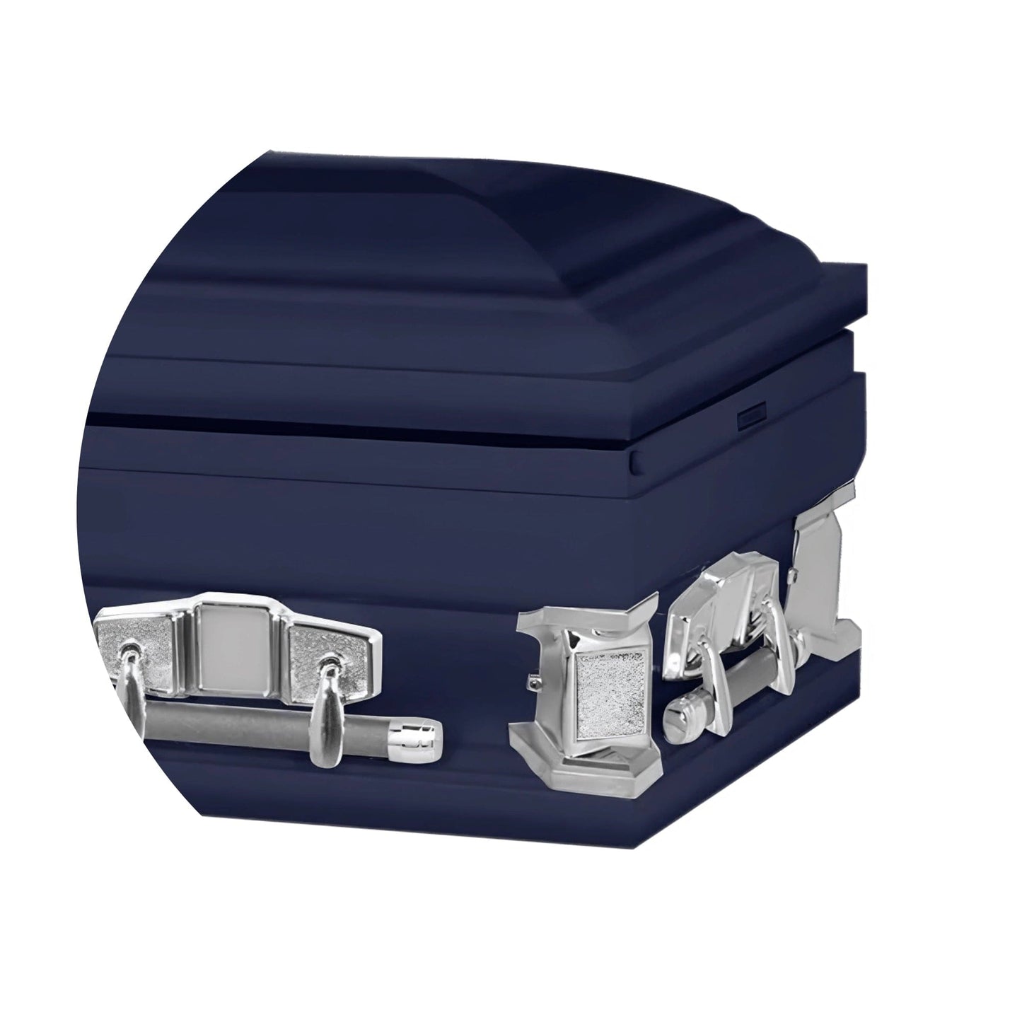 Jupiter XL | Dark Blue Steel Oversize Casket with Light Blue Interior | 28", 29", 33", 36"