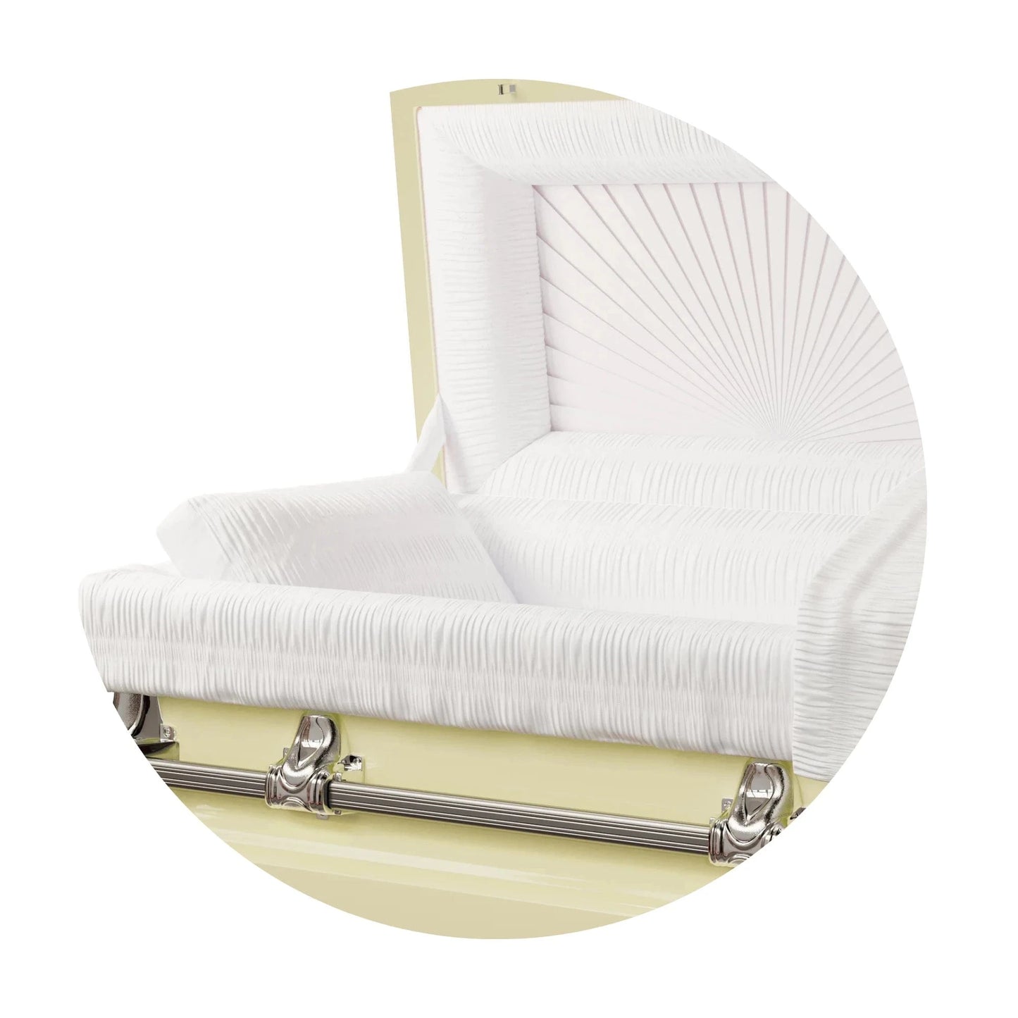 Orion Series | Soft Yellow Steel Casket with White Interior