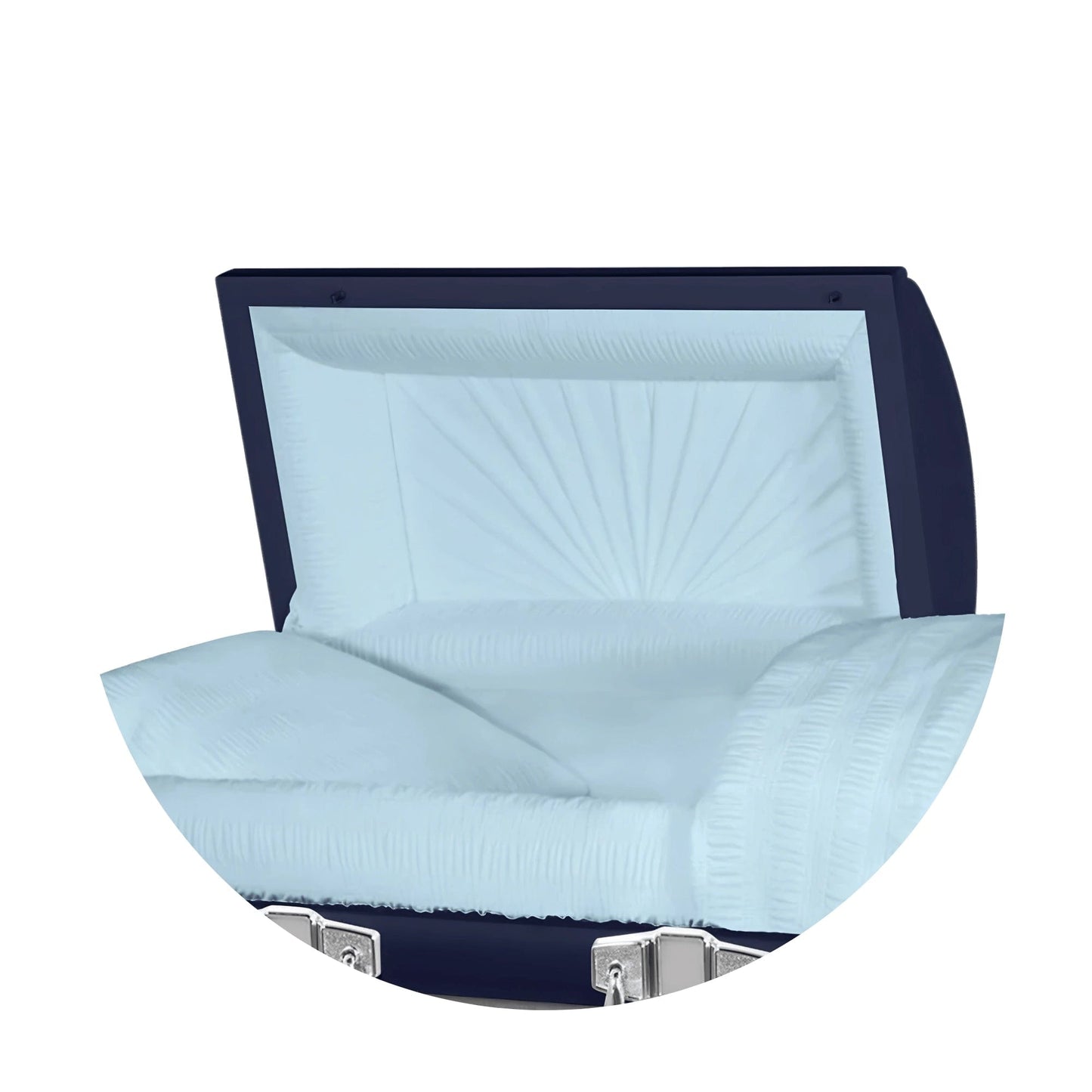 Jupiter XL | Dark Blue Steel Oversize Casket with Light Blue Interior | 28", 29", 33", 36"