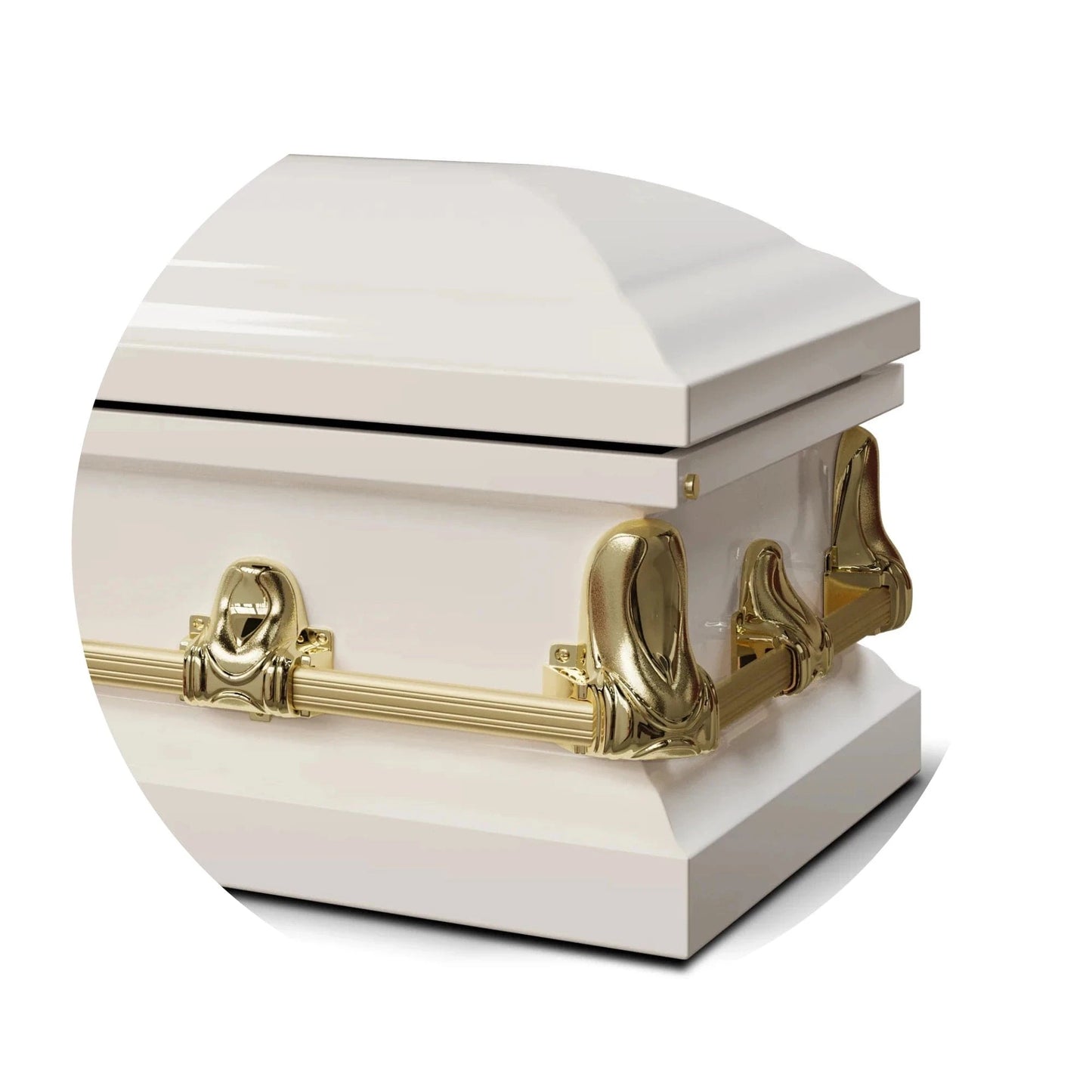 Orion Series | White and Gold Steel Casket with White Interior