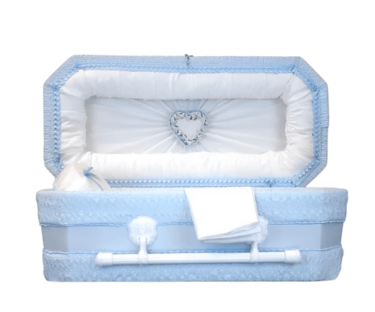 Premium Cloth Covered Wood Pet Casket | Blue