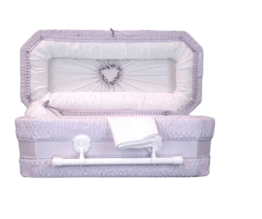 Premium Cloth Covered Wood Pet Casket | Lilac