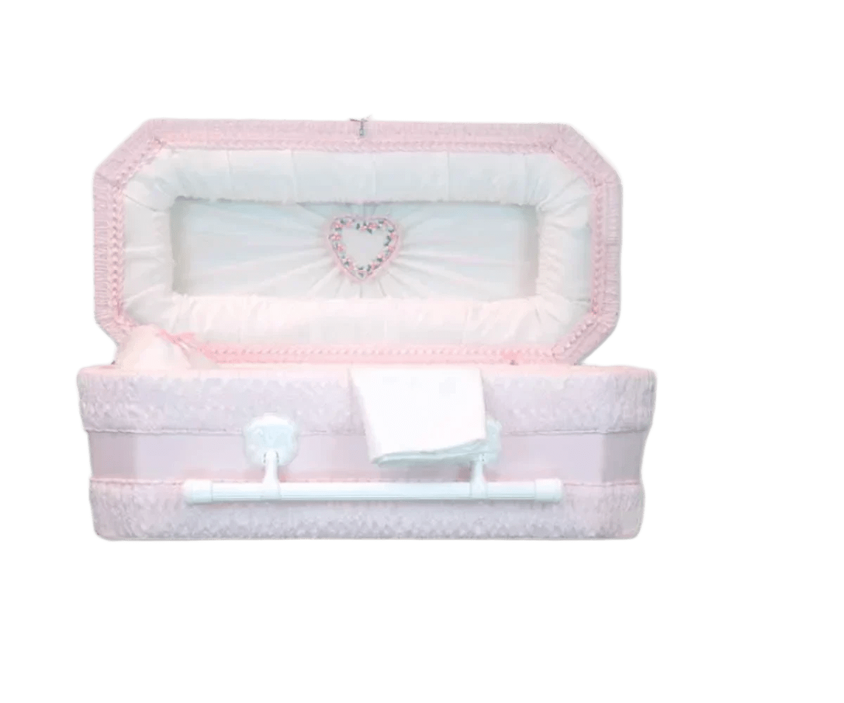 Premium Cloth Covered Wood Pet Casket | Pink