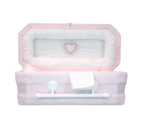 Premium Cloth Covered Wood Pet Casket | Pink