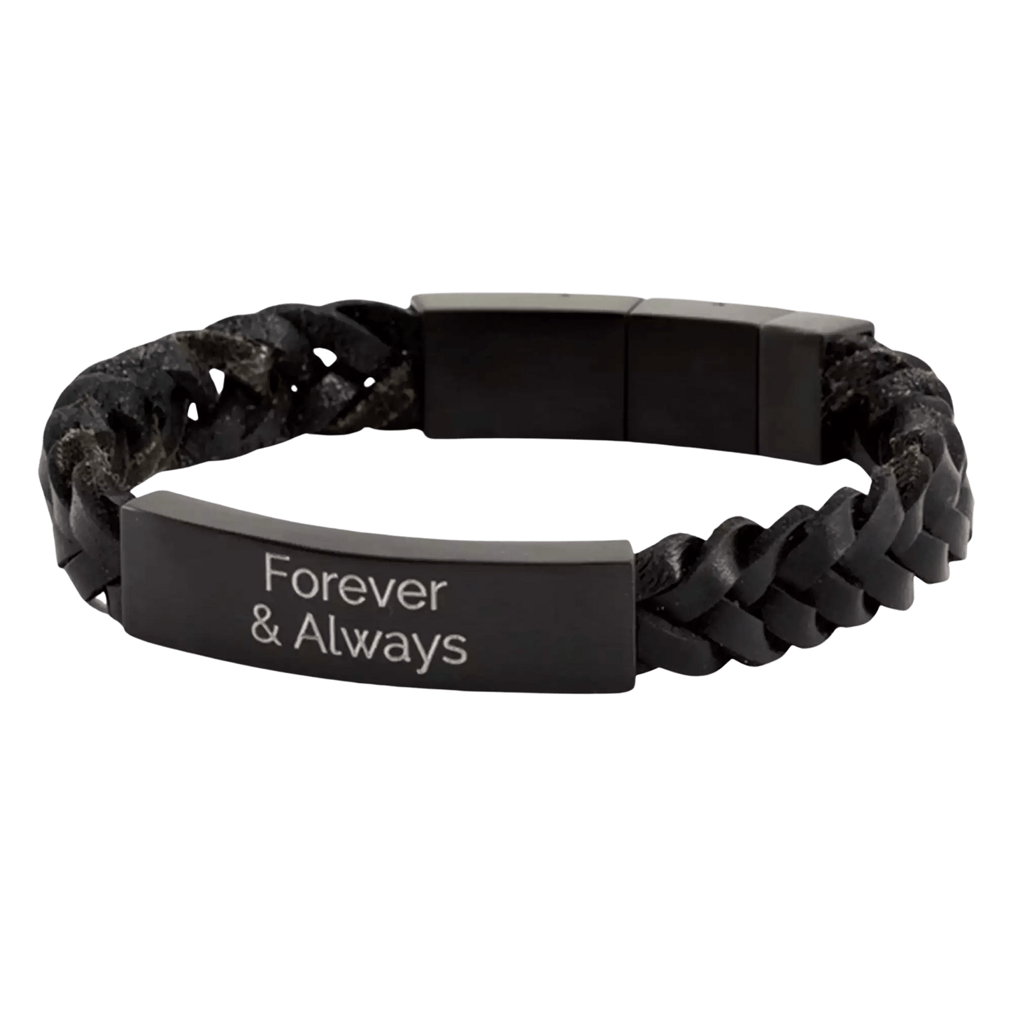 Onyx and Black Braided Leather Bracelet
