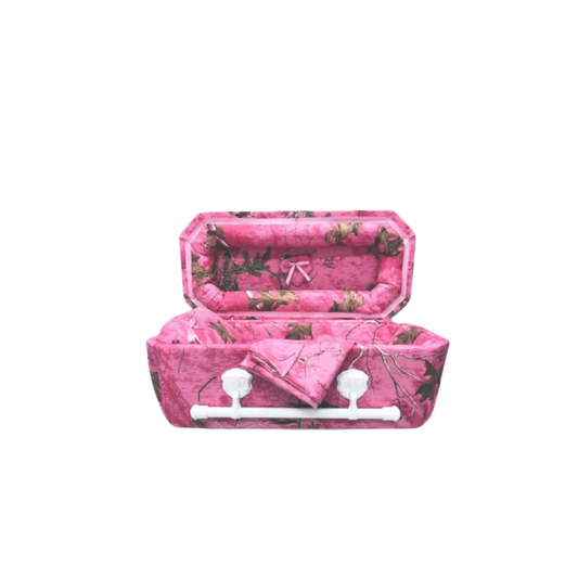 Willow Cloth-Covered Wood Youth Casket | Pink Camo