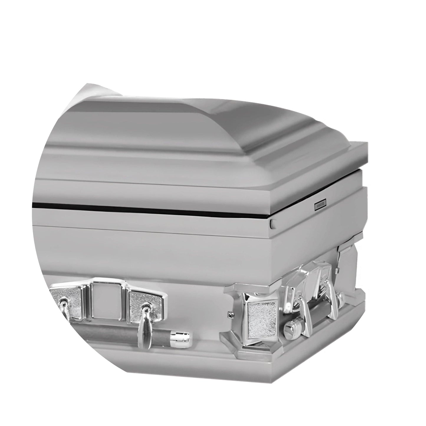 Jupiter XL | Silver Steel Oversize Casket with White Interior | 28", 29", 33", 36"