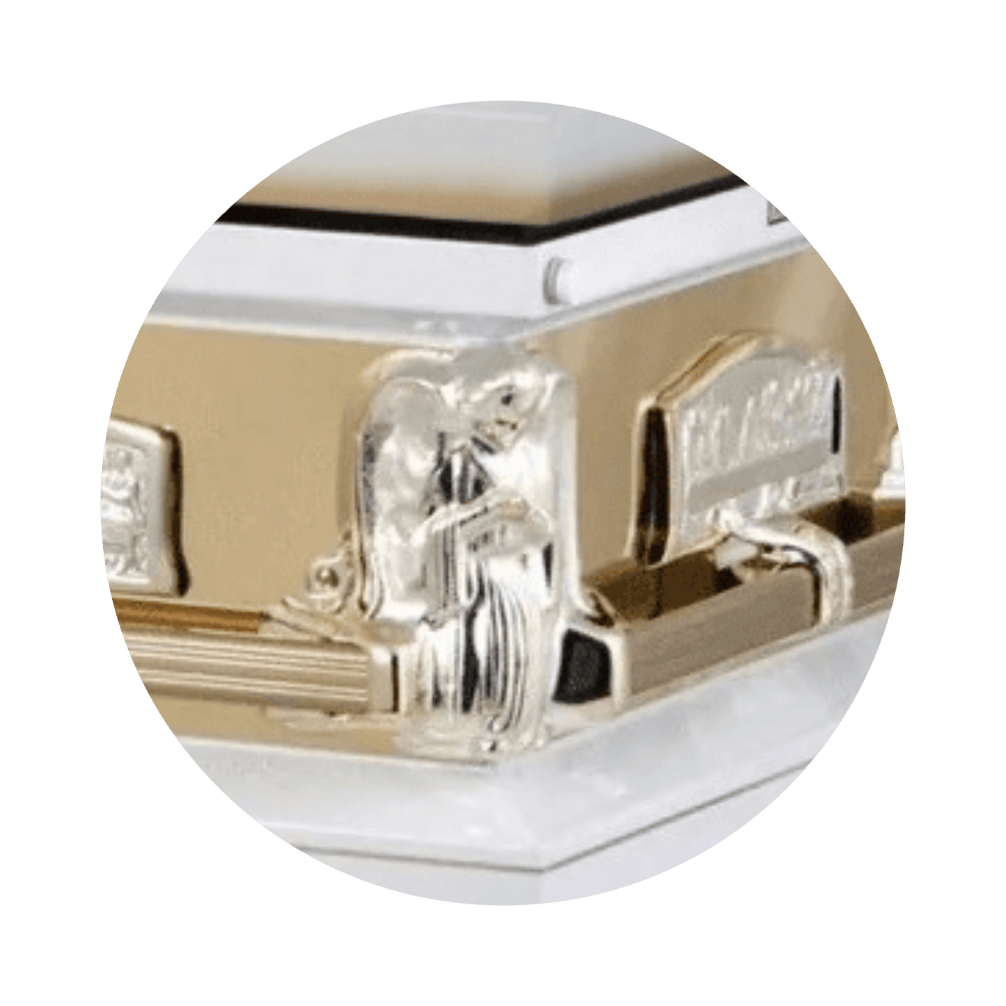 Angel Reflections White & Gold | White and Gold Steel Religious Casket – Titan Casket