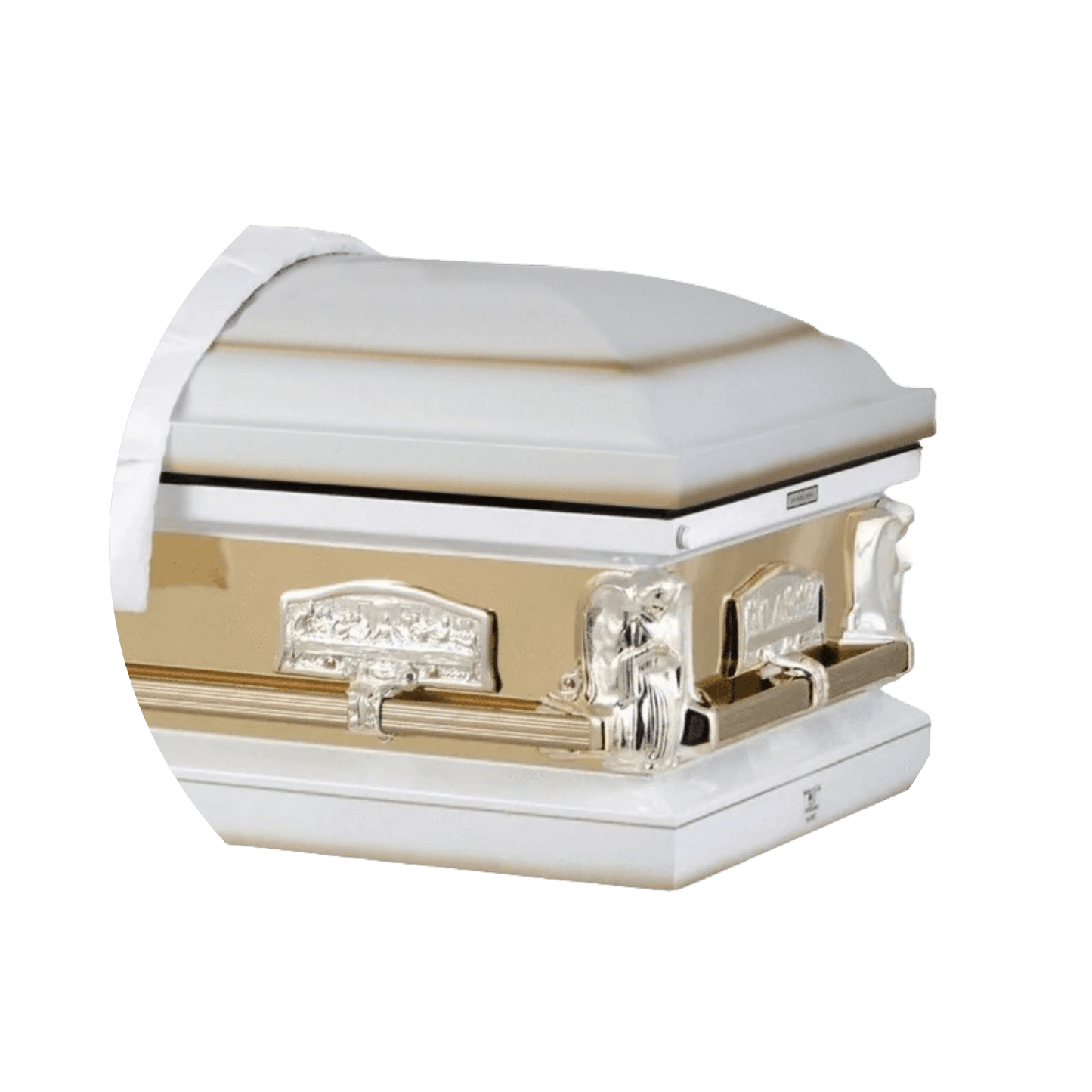 Angel Reflections White & Gold | White and Gold Steel Religious Casket – Titan Casket