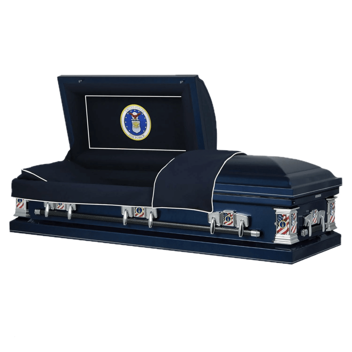 Veteran Select | Air Force Dark Blue Steel Military Casket with Dark Blue Interior