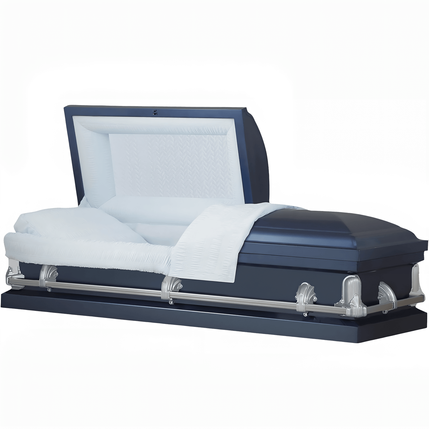 Andover Series | Dark Blue Steel Casket with Light Blue Interior