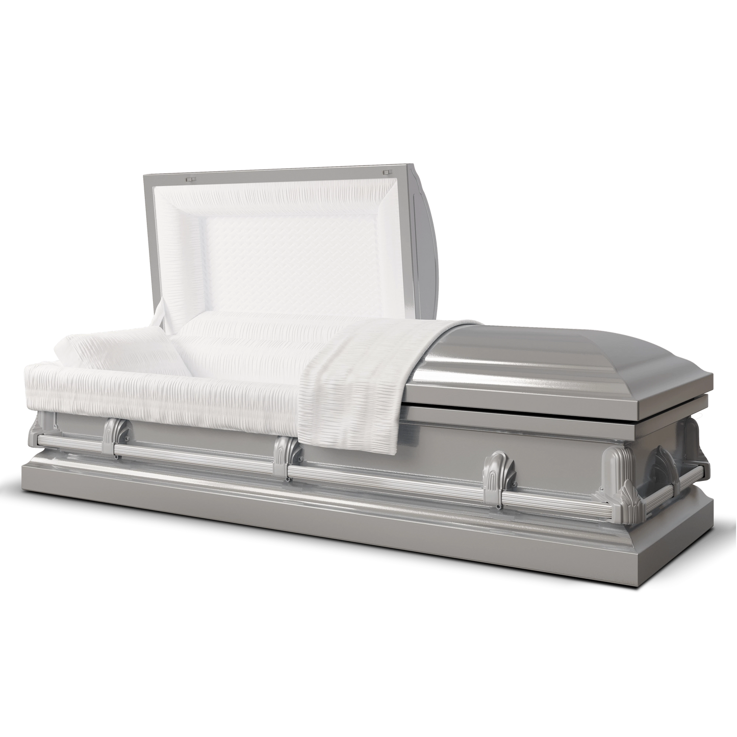 Andover Series | Silver Steel Casket with White Interior