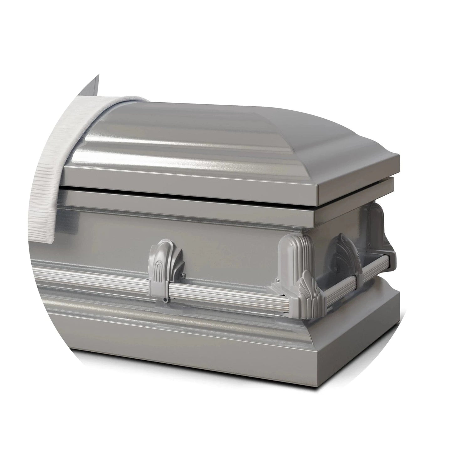 Andover Series | Silver Steel Casket with White Interior