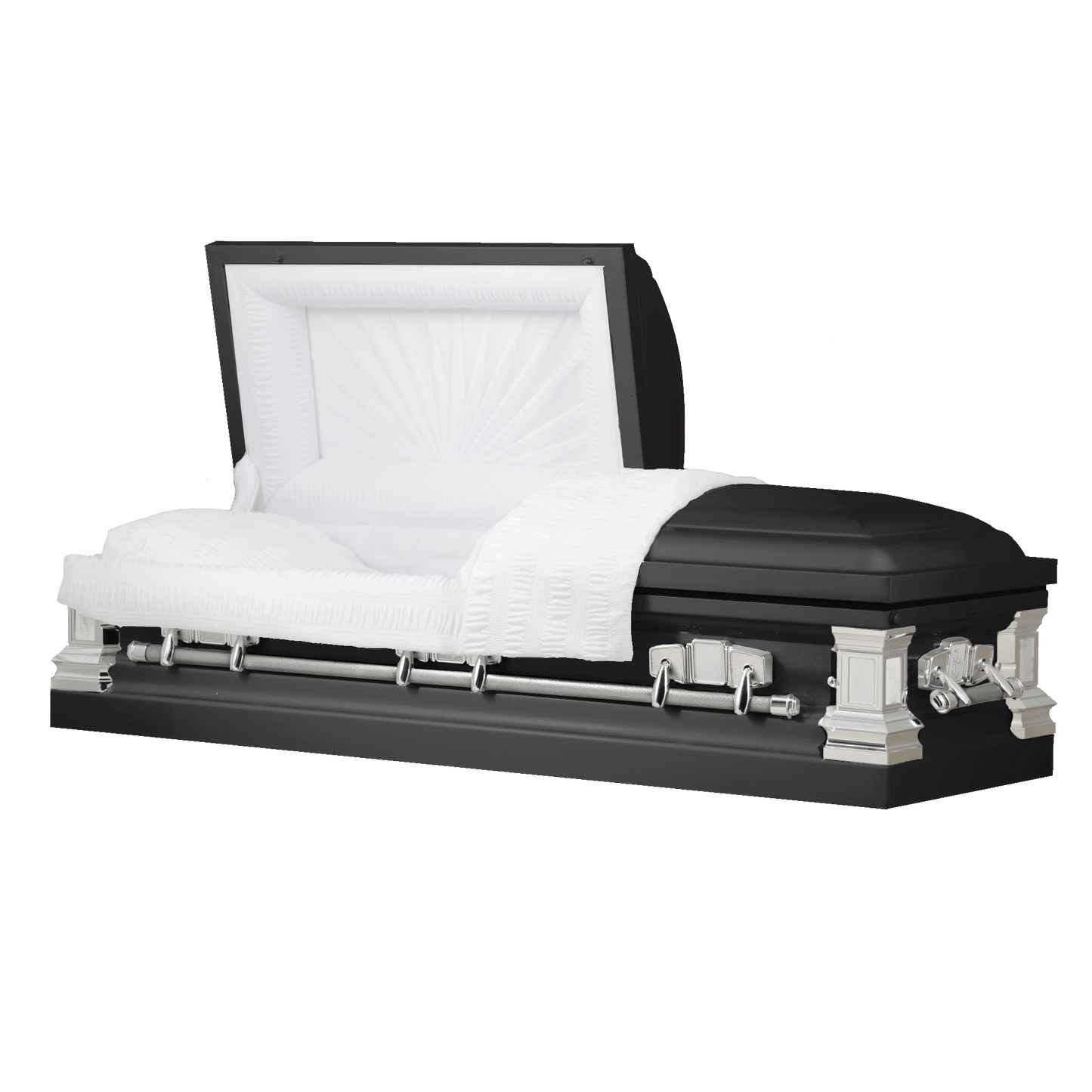 Satin Series | Black Steel Casket with White Interior