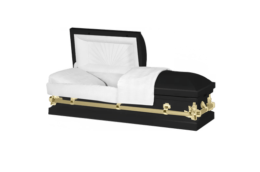 Steel Pet Casket | Black & Gold