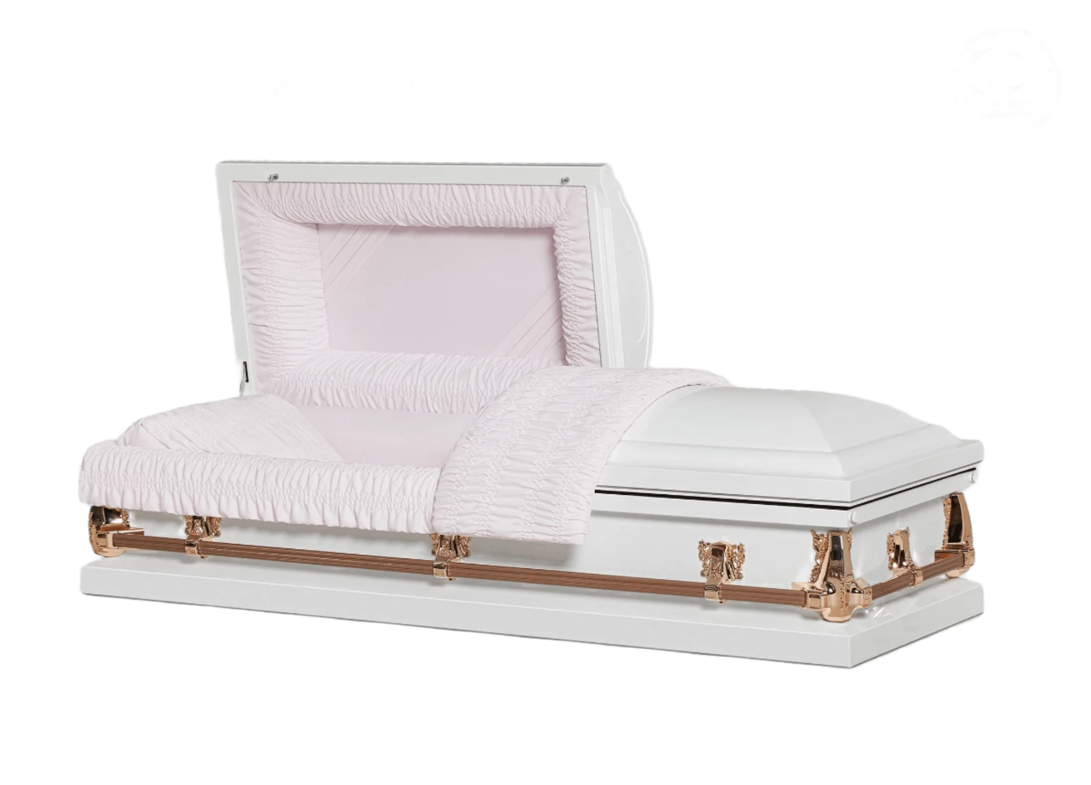 Cashmere 20-Gauge Steel Casket – Half Couch | White & Pink Finish