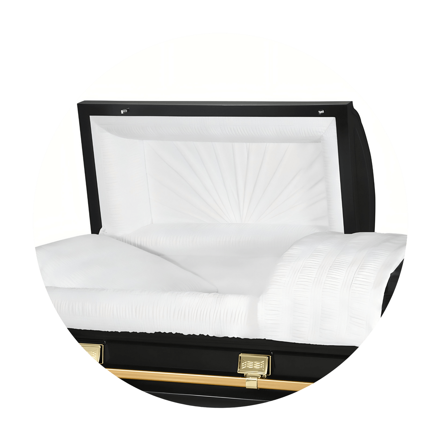 Commander XXL 40 & 44-inch | Black and Gold Steel Oversize Casket with White Interior