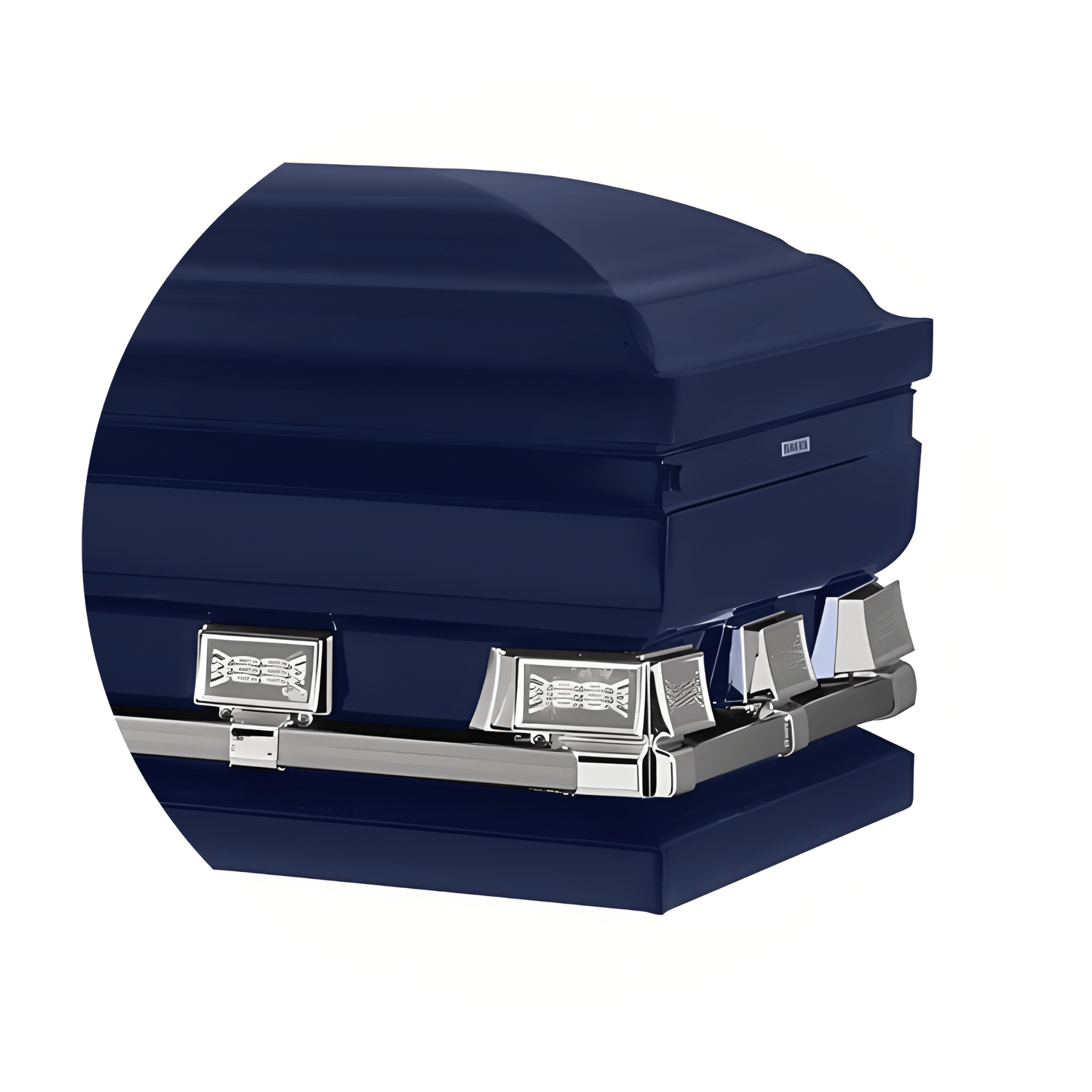 Commander XXL 40 & 44-inch | Dark Blue Steel Oversize Casket with Light Blue Interior